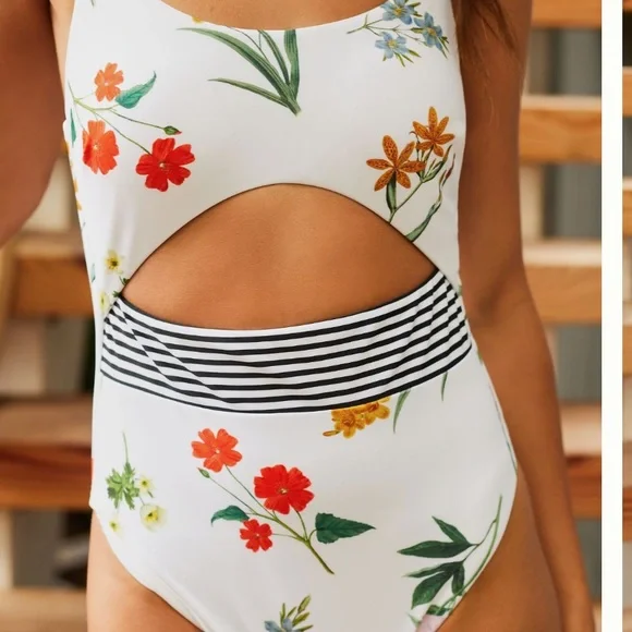 Anthropologie floral cut out one piece swimsuit - Picture 2 of 15